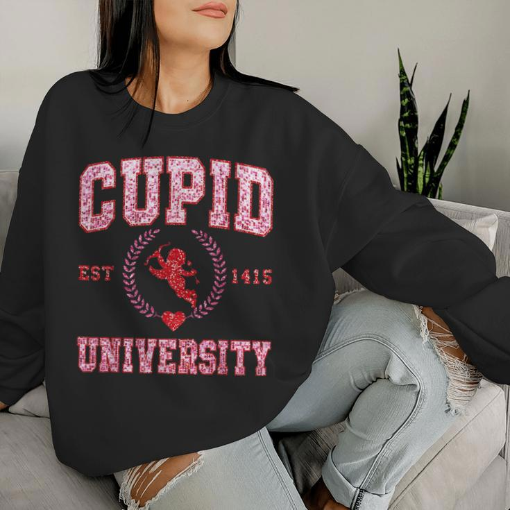 Faux Sequin Cupid University Happy Valentine’S Day Boy Girl Women Sweatshirt Gifts for Her