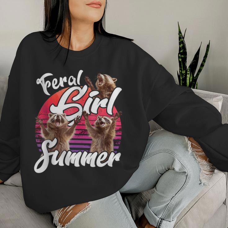 Feral Girl Summer Vintage Feral Girl Summer Raccoon Women Sweatshirt Gifts for Her