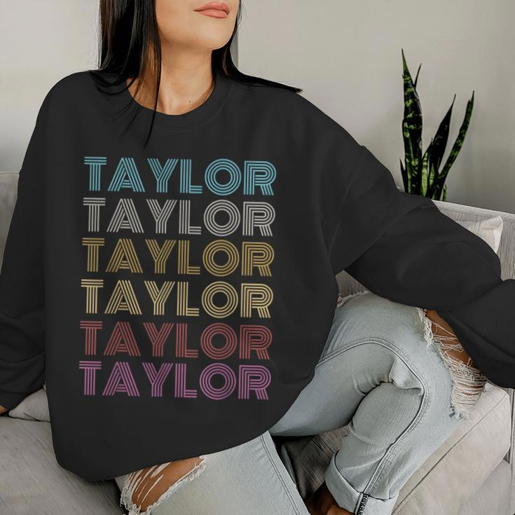 First Name Taylor Retro Personalized Groovy 80'S Women Sweatshirt Gifts for Her