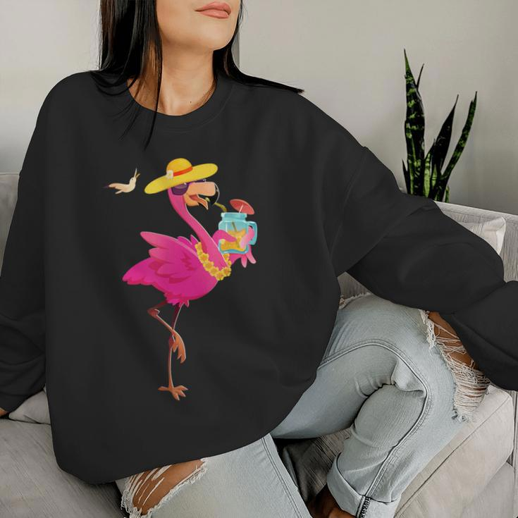 Flamingo Beach Summer Vibes Palm Trees Tropical Summer Women Sweatshirt Gifts for Her