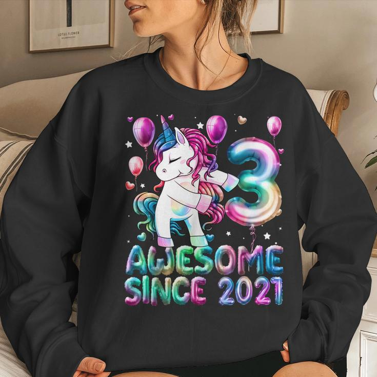 Flossing Unicorn 3 Year Old 3Rd Birthday Girl Unicorn Party Women Sweatshirt Gifts for Her
