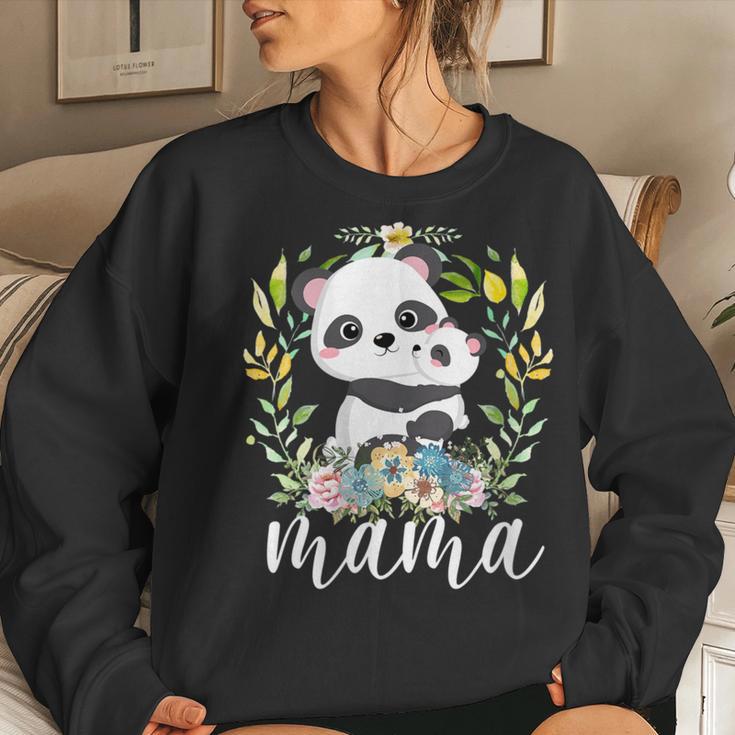 Flowers Mom & Cute Baby Panda Animal Mama Mother's Day Women Sweatshirt Gifts for Her