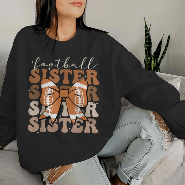 Football Sister Vintage Sport Lover Sister Mothers Da Women Sweatshirt Gifts for Her