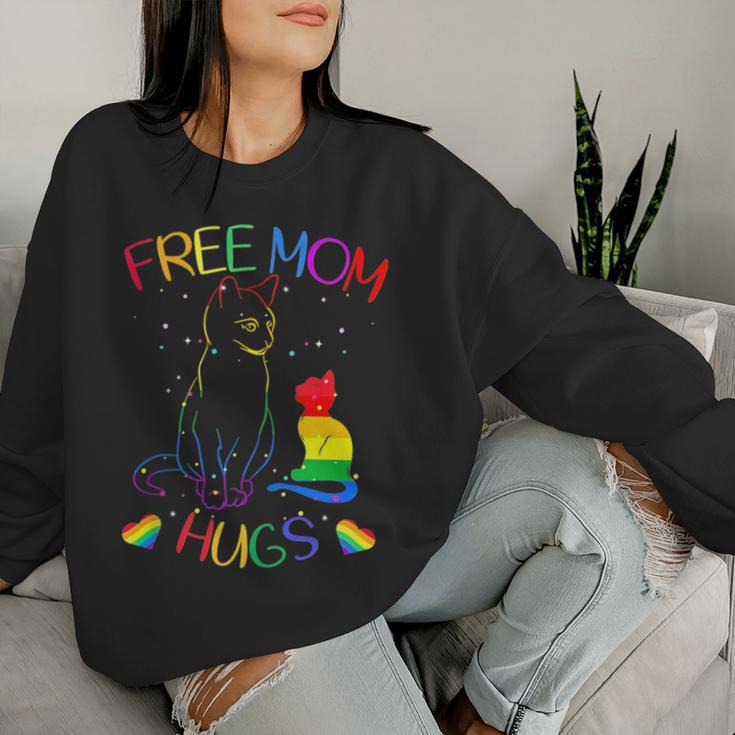 Free Mom Hugs Lgbt Pride Mama Cat Rainbow Cute Women Sweatshirt Gifts for Her