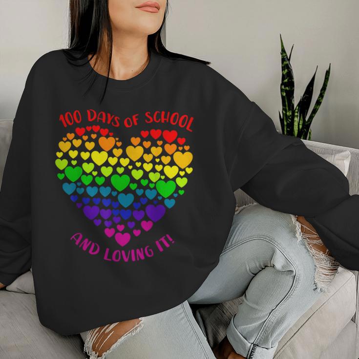 100Th Day Of School Teacher Heart Valentine Day Women Sweatshirt Gifts for Her