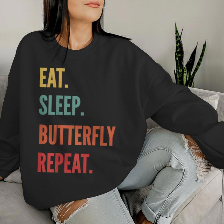 Butterfly Watching Eat Sleep Butterfly Watching Women Sweatshirt Gifts for Her