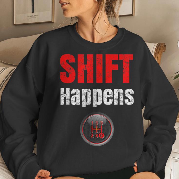 Car Guy Shift Happens Manual Transmission Vintage Women Sweatshirt Gifts for Her