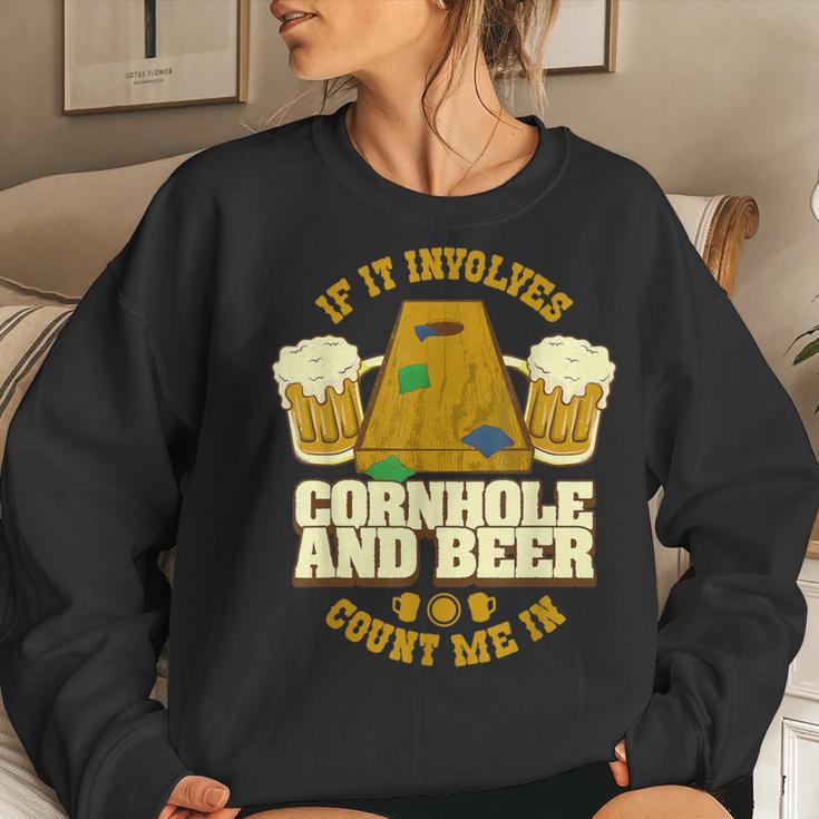 Cornhole Vintage Beer Corn Hole Game Player Cornholer Women Sweatshirt Gifts for Her