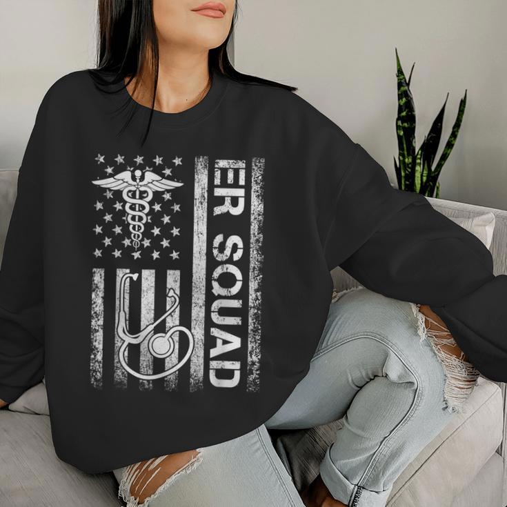 Er Nurse Doctor Emergency Room Hospital Squad Flag Us Women Sweatshirt Gifts for Her