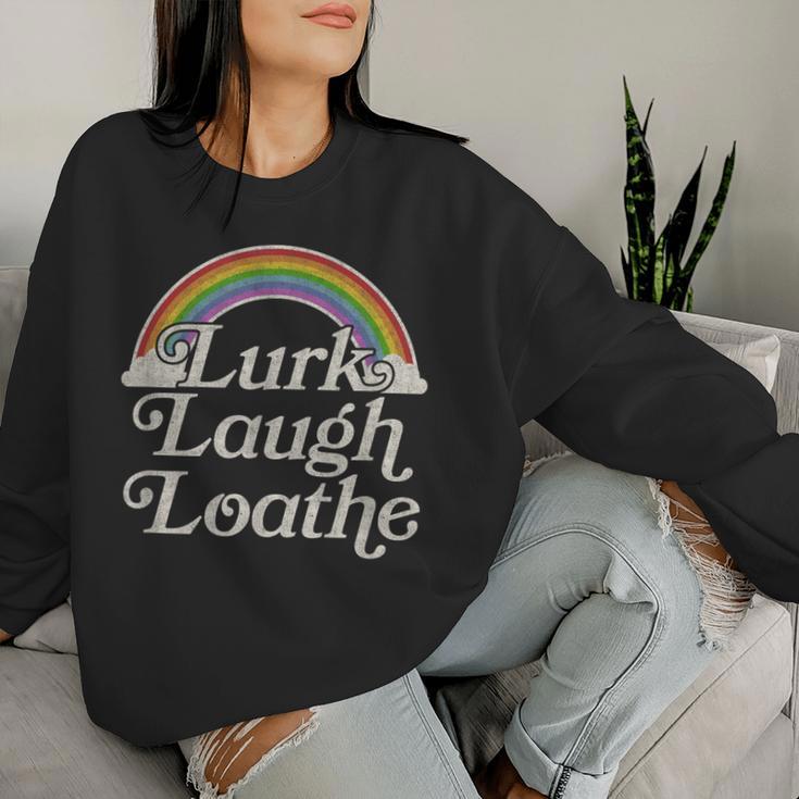 Goth Gothic Parody Rainbow Lurk Laugh Loathe Women Sweatshirt Gifts for Her