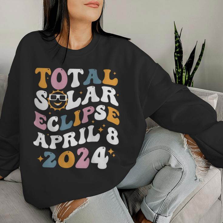Groovy Total Solar Eclipse 2024 Cute Solar Eclipse Women Sweatshirt Gifts for Her
