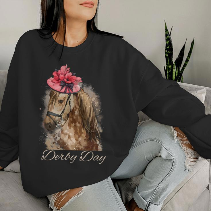 Hat Horse Racing Derby Party On Derby Day 2024 Women Sweatshirt Gifts for Her