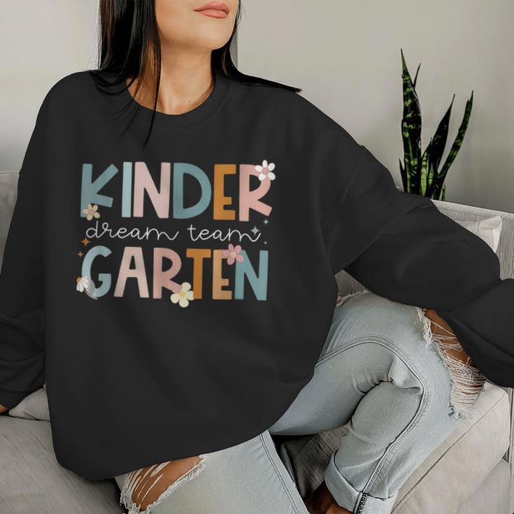 Kindergarten Dream Team Groovy Teacher Back To School Women Sweatshirt Gifts for Her