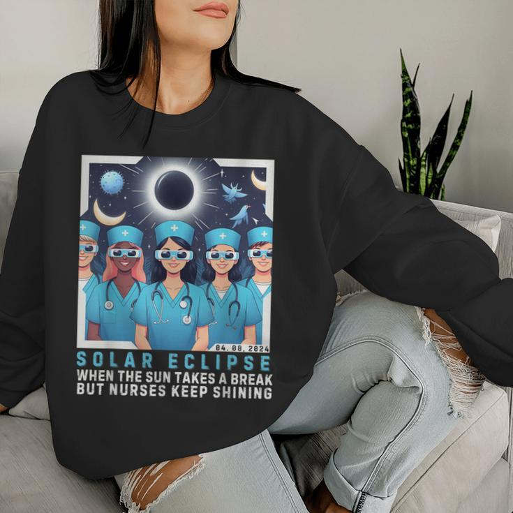 Sarcasm Nurse SayingNurse Solar Eclipse 2024 Usa Women Sweatshirt Gifts for Her