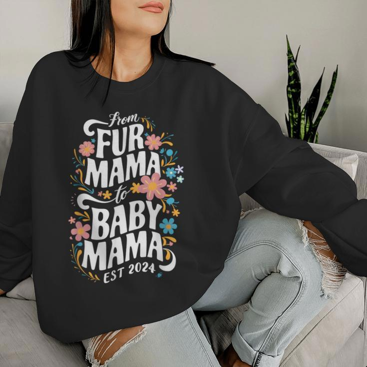 From Fur Mama To Baby Mama Est 2024 Katzenbesitzer Mama Schwanger Sweatshirt Frauen Geschenke für Sie