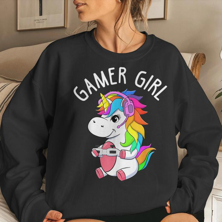 Gamer Girl Gaming Unicorn Cute Video Game Girls Women Sweatshirt Gifts for Her