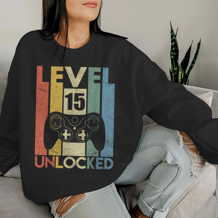 Gaming Vintage 15Th Birthday 15 Year Old Boy Girl Gamer Women Sweatshirt Gifts for Her