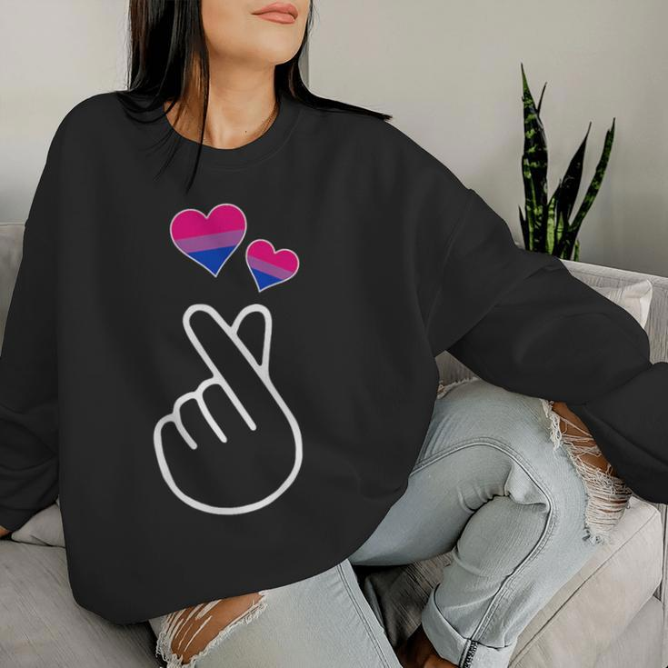 Gay Pride Month Bisexual Lgbtq Korean Finger Heart Love Kpop Women Sweatshirt Gifts for Her