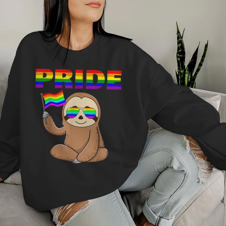 Gay Pride Sloth Rainbow Flag Ally Lgbt Transgender Women Sweatshirt Gifts for Her