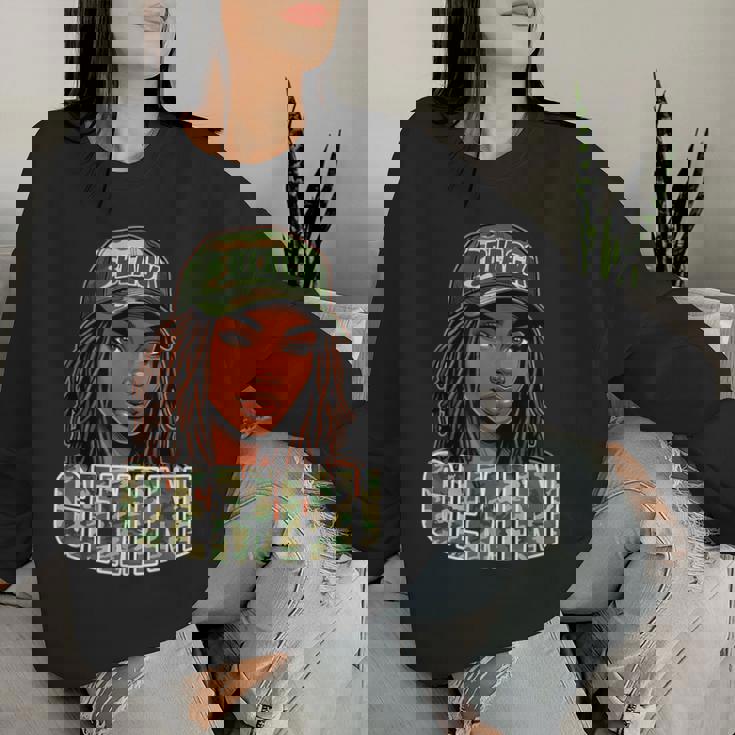 Gemini Queen Black Woman Camo Hat Locs Birthday Women Sweatshirt Gifts for Her