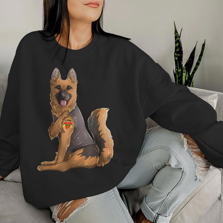 German Shepherd I Love Mom Tattoo Dog Mother's Day Women Sweatshirt Gifts for Her