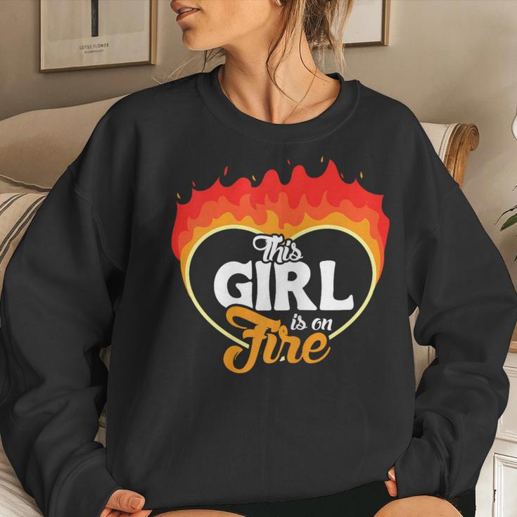 This Girl Is On Fire Heart Emancipation Power Women Sweatshirt Gifts for Her