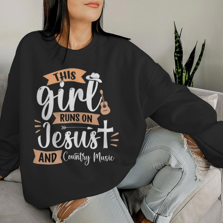 This Girl Runs On Jesus And Country Music Christian Girls Women Sweatshirt Gifts for Her