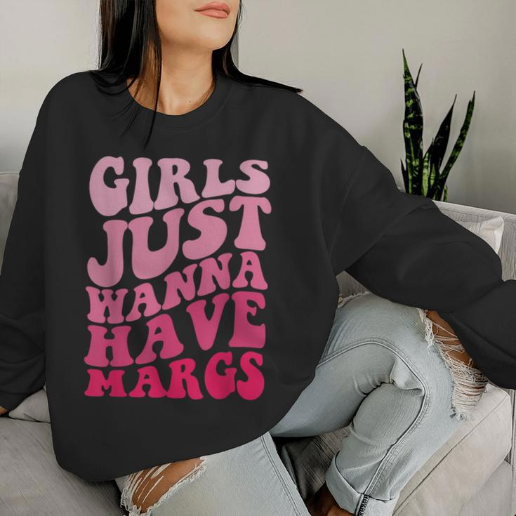 Girls Just Wanna Have Margs Retro Groovy Cinco De Mayo Women Sweatshirt Gifts for Her