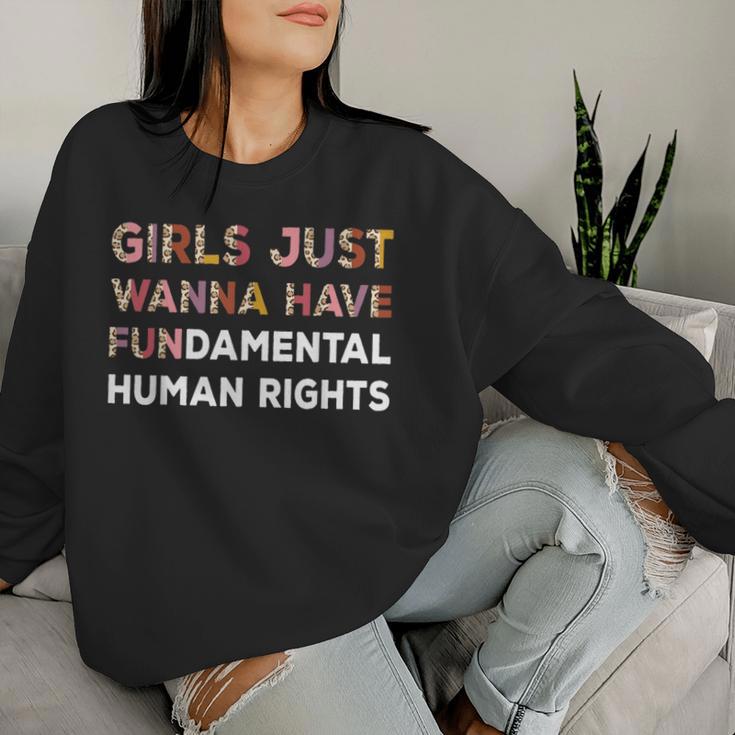 Girls Just Want To Have Fundamental Human Rights Vintage Women Sweatshirt Gifts for Her