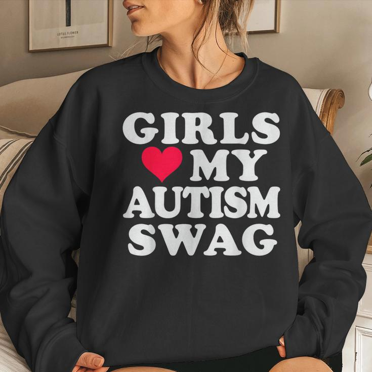 Girls Love My Autism Swag Autistic Boy Awareness Idea Women Sweatshirt Gifts for Her