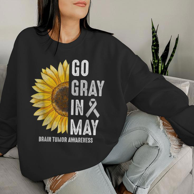 Go Gray In May Support Rainbow Brain Cancer Tumor Awareness Women Sweatshirt Gifts for Her