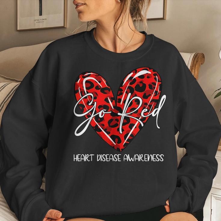 Go Red For Heart Disease Awareness Month Leopard Women Sweatshirt Gifts for Her