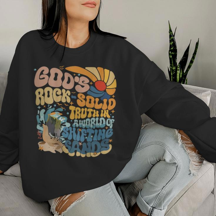 God's Rock-Solid Retro Beach Vbs 2024 Christian On Back Women Sweatshirt Gifts for Her