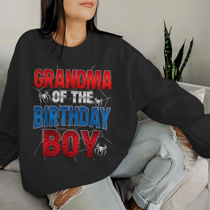 Grandma Of The Birthday Boy Matching Family Spider Web Women Sweatshirt Gifts for Her