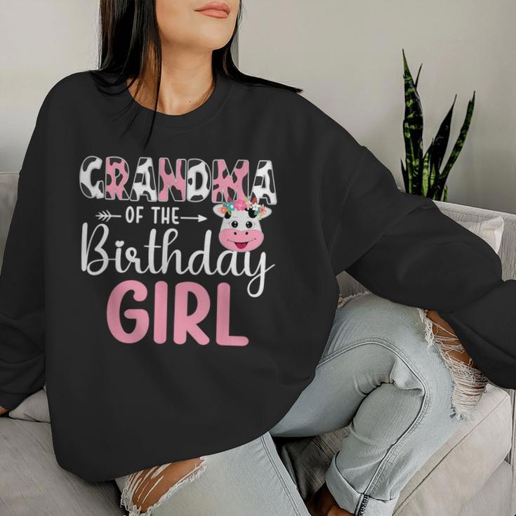 Grandma Of The Birthday Girl Farm Cow Grandma Birthday Girl Women Sweatshirt Gifts for Her