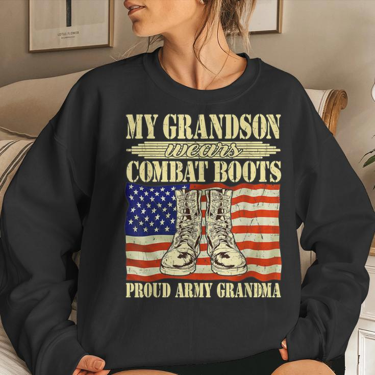 My Grandson Wears Combat Boots Military Proud Army Grandma Women Sweatshirt Gifts for Her