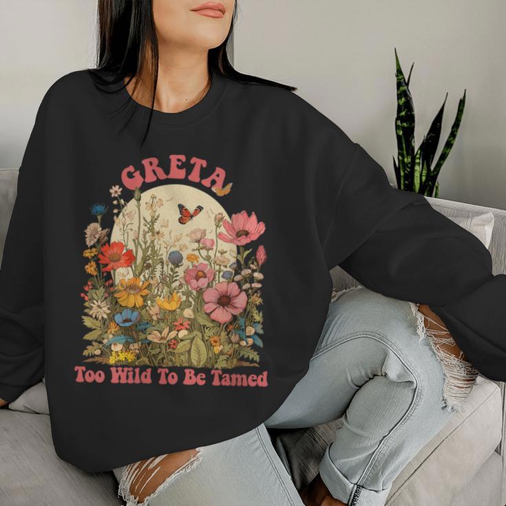 Greta Name Cute Retro Girls Wildflower Greta Name Women Sweatshirt Gifts for Her