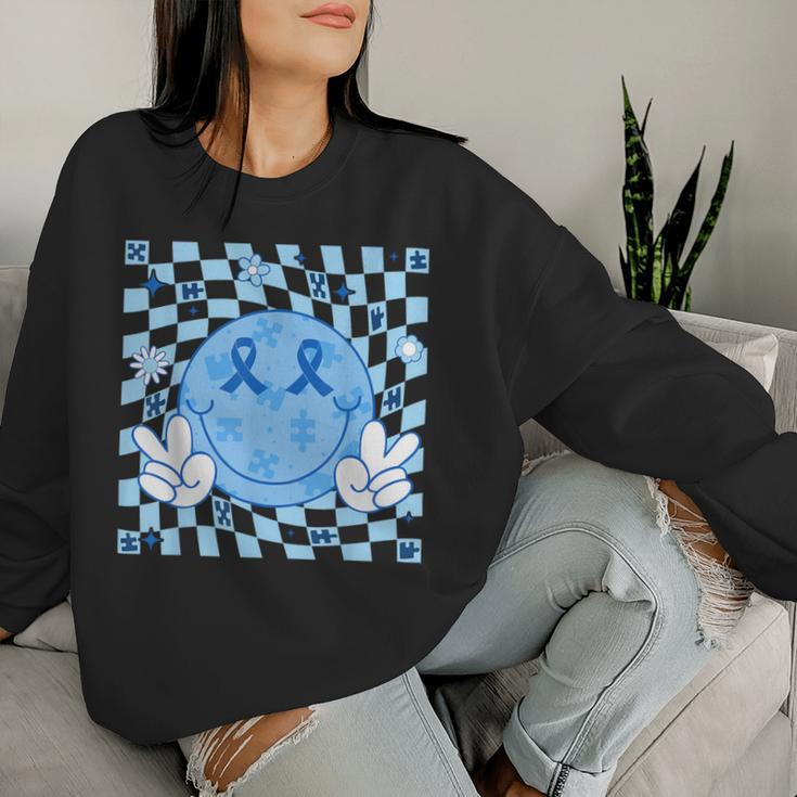 Groovy Hippie Face Puzzle Autism Awareness Men Women Sweatshirt Gifts for Her