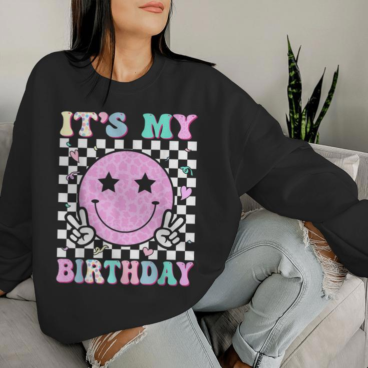 Groovy It's My Birthday Ns Girls Smile Face Bday Women Sweatshirt Gifts for Her