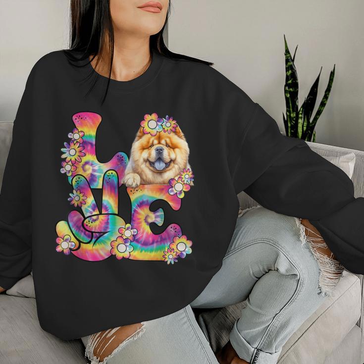 Groovy Love Chow Chow Tie Dye Dog Mom Dad Women Sweatshirt Gifts for Her