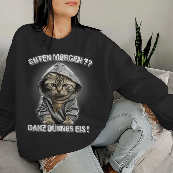 Guten Morgen Ganz Dünnes Eis Cats Coffee Sweatshirt Frauen Geschenke für Sie