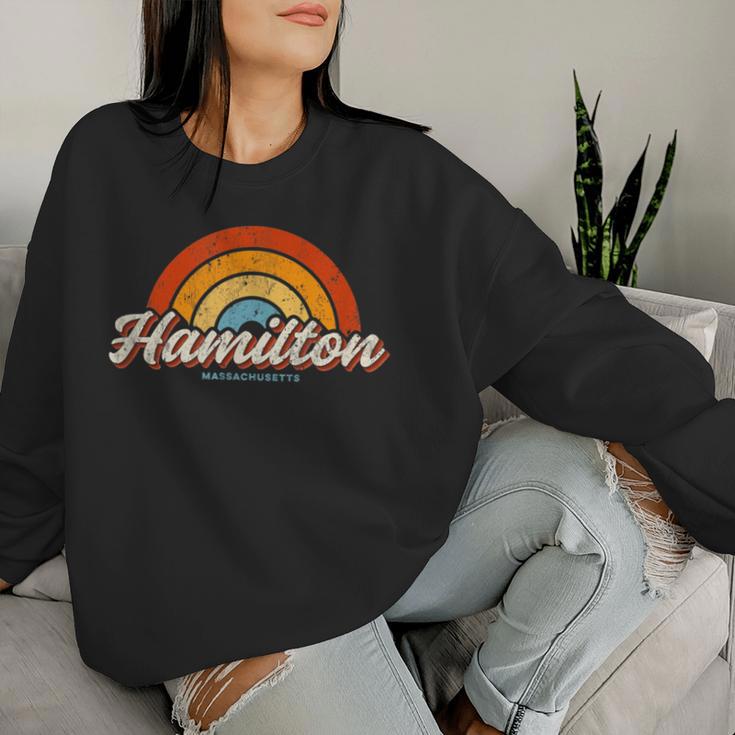 Hamilton Massachusetts Ma Vintage Rainbow Retro 70S Women Sweatshirt Gifts for Her