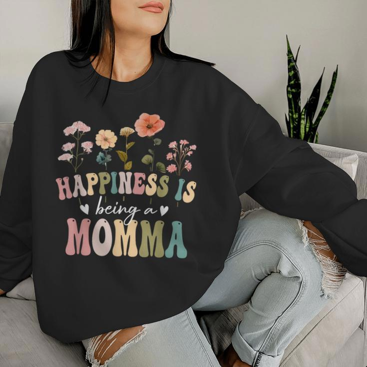 Happiness Is Being A Momma Floral Momma Mother's Day Women Sweatshirt Gifts for Her