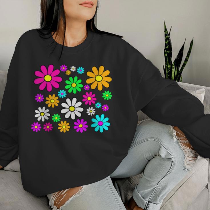 Happy Bright Daisies Daisy 60'S 70S Retro Vintage Hippie Women Sweatshirt Gifts for Her