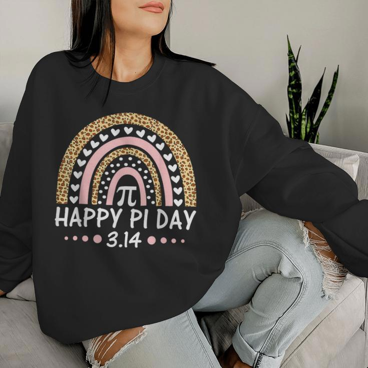 Happy Pi Day Mathematic Math Teacher Leopard Rainbow Women Sweatshirt Gifts for Her