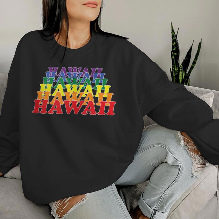 Hawaii State Gay Pride Rainbow Word Women Sweatshirt Gifts for Her