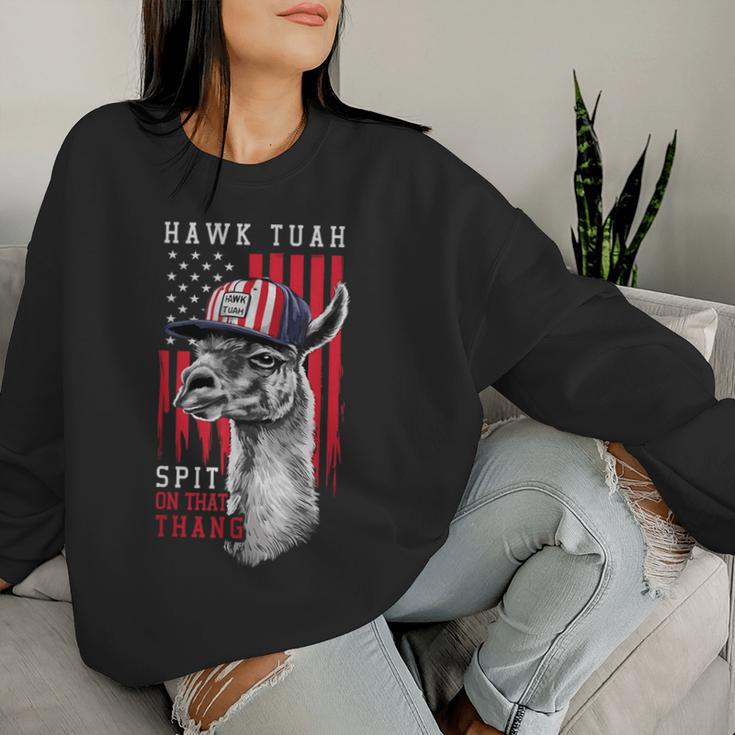 Hawk Tush Spit On That Thing Llama July 4Th Women Sweatshirt Gifts for Her