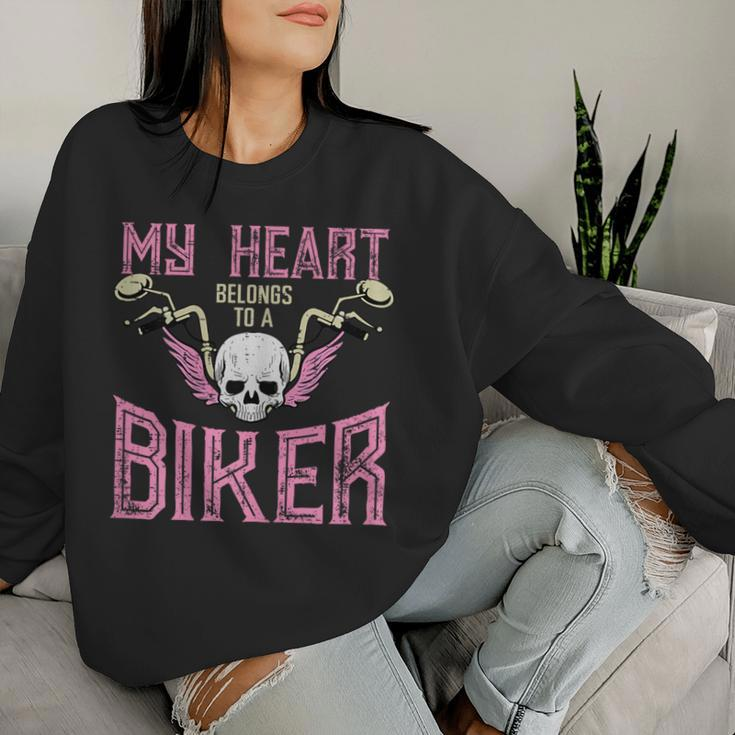 My Heart Belongs To A Biker Motorcycle Motorbike Girls Women Sweatshirt Gifts for Her