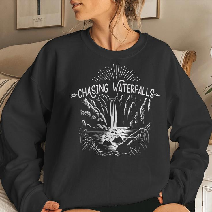 Hiking Chasing Waterfall Hikers Nature Lover Women Sweatshirt Gifts for Her
