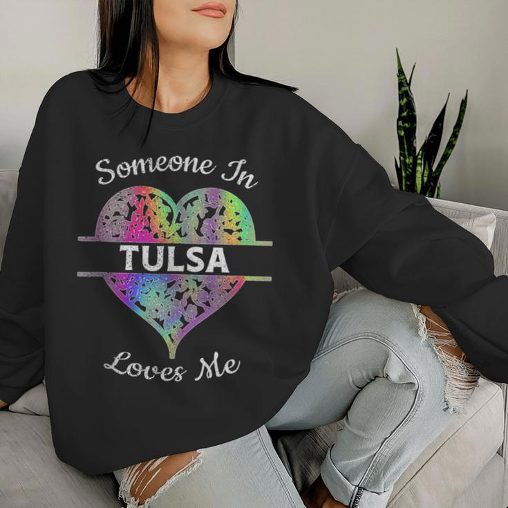 Hometown Rainbow Pride Heart Someone In Tulsa Loves Me Women Sweatshirt Gifts for Her
